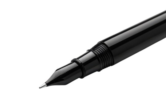 Elegant Writing Instrument Close Up of Black Pen Tip Stationery Office Supply Penmanship on transparent background