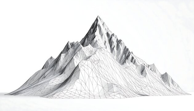 3D wireframe mountain illustration
