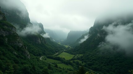 Mountain Valley Landscape: Perfect for Travel Guides, Outdoor Recreation, Nature Documentaries, Tourism Ads, and Scenic Backgrounds