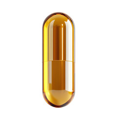 Gold capsule vitamin pill supplement medication health cure remedy on a on transparent background