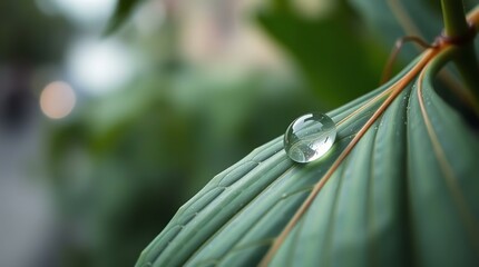 Water Droplet on Leaf – Perfect for Eco Branding, Wellness Ads, Nature Blogs, Organic Product Packaging, and Environmental Campaigns