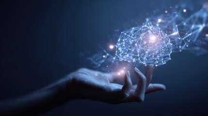 The Hand Holding a Network of Digital Data and Connections