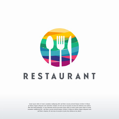 Colorful Food logo vector, Restaurant logo designs template, design concept, logo, logotype element for template