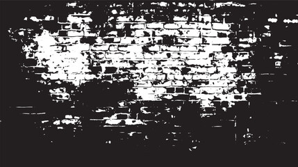 A distressed brick wall with heavy black and white contrast creating an abstract appearance