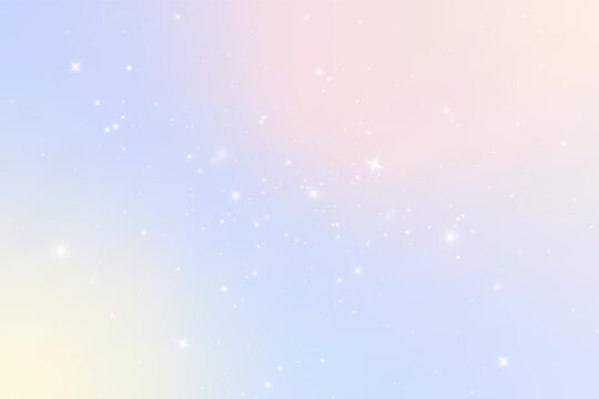 Fantasy background in sparkling stars. Vector illustration for children.sparkling surface, Bright particles on a rainbow background.