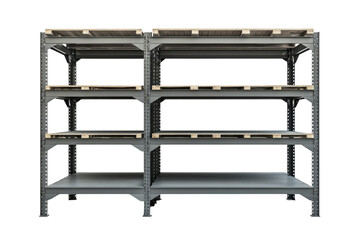 Steel Shelving Unit Storage Rack System With Pallets Industrial Warehouse Metal Racks for on transparent background