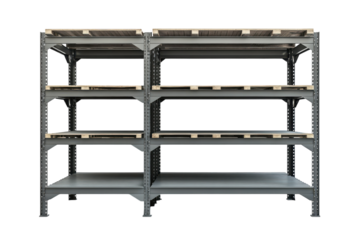 Steel Shelving Unit Storage Rack System With Pallets Industrial Warehouse Metal Racks for on transparent background