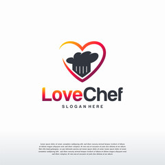 Love Cooking Chef logo, Restaurant logo template