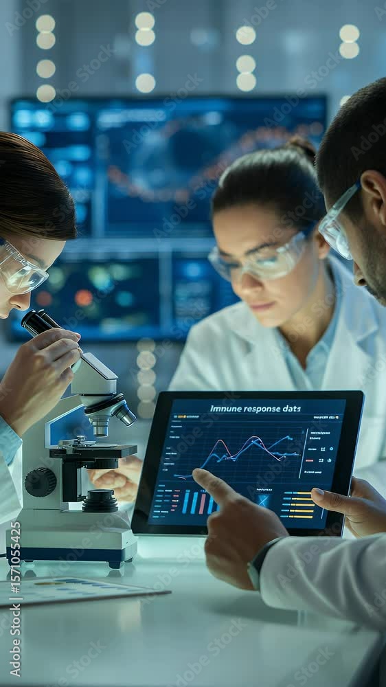 Aufkleber scientists collaborating in lab: a dedicated team of scientist work tirelessly in a modern laborator
