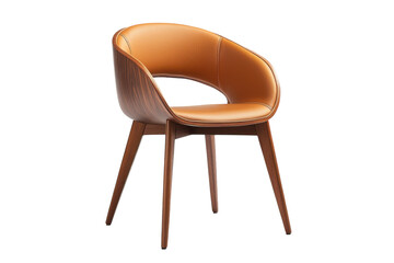 Contemporary Armchair Design Leather Upholstery Wood Frame Modern Furniture Living Room on transparent background