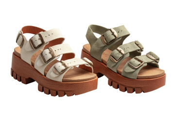 Women s Stylish Platform Sandals with Adjustable Straps and Buckles Trendy Summer Footwear on transparent background
