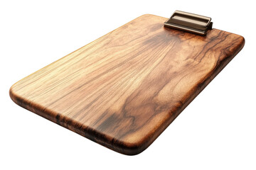 Elegant Wooden Clipboard Rustic Brown with Metal Clip for Office Home or Creative Projects on transparent background