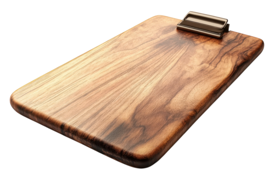 Elegant Wooden Clipboard Rustic Brown with Metal Clip for Office Home or Creative Projects on transparent background