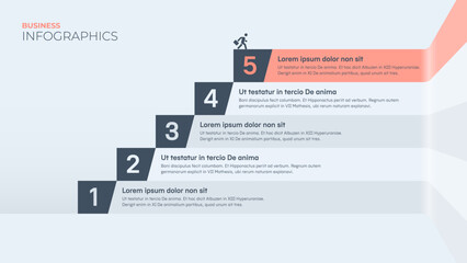 Obraz premium Five steps to the goal. Vector infographic template for presentations and the like