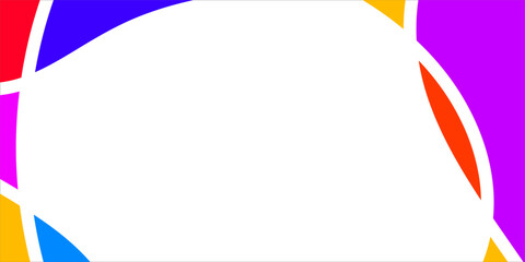 Abstract geometric shapes in various bright colors arranged around a white background