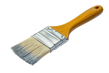 Paintbrush with wooden handle Isolated artwork of painting equipment brush isolated on transparent background Design art