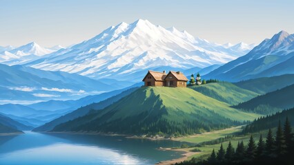 Naklejka premium Lake View Tranquility the Water Vol.94