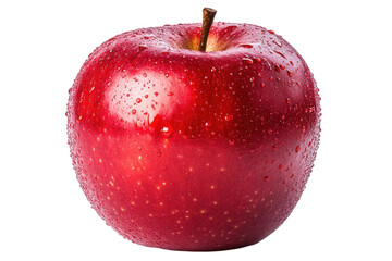 Fresh Juicy Red Apple Portrait Isolated Delicious Fruit with Water Droplets Close Up Healthy on transparent background