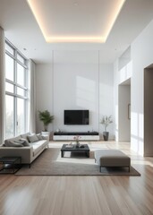 Fototapeta premium Modern living room interior Empty room interior design architecture blank design room