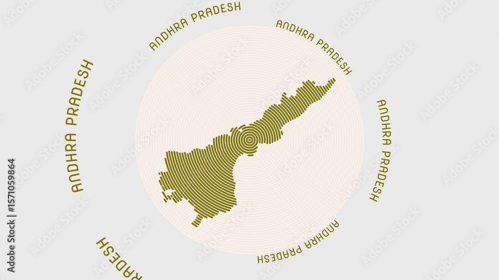 Poster andhra pradesh shape with dynamic circles visual effect. animation of andhra pradesh logo appearing 