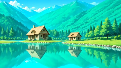 Obraz premium Lake View Tranquility by the Water Vol.52