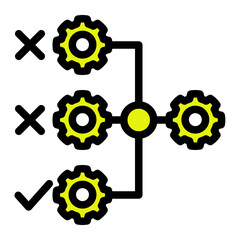 Automated Industrial Workflow from the Business Automation icon collection (Solid Color Lineal Style)