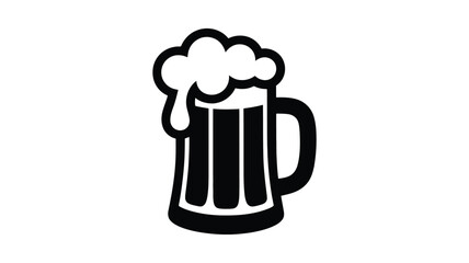 Stylized beer mug with foamy head drink beverage