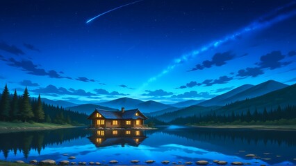 Fototapeta premium Dreamy Lake View Homes: Tranquility by the Water Vol.37