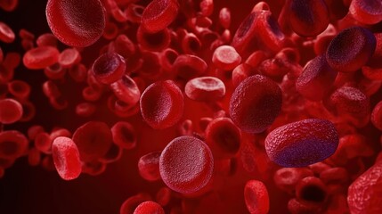 View under a microscope, blood-red blood cells in a living body