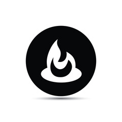 fire flame black round shape logo design icon