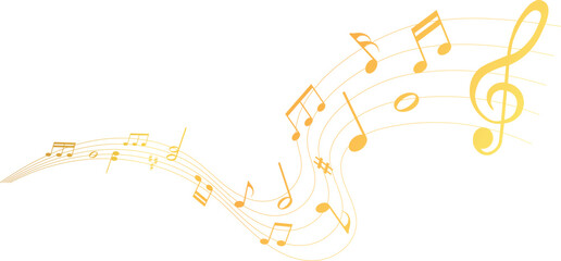 vector illustration of gold colored sheet music - musical notes melody  © agrus