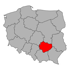 Fototapeta premium Swietokrzyskie of Poland map shape, travel web flat concept icon vector illustration .