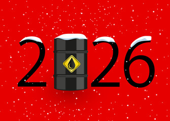 2026 with oil barrel. happy new year 2026
