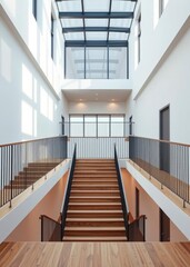 Beautiful modern loft staircase view Empty room interior design architecture blank design room