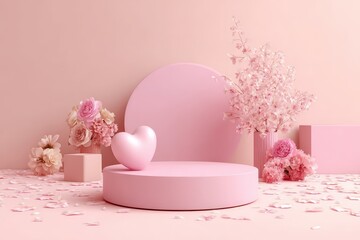 Premium podium, stand on pastel, pink background