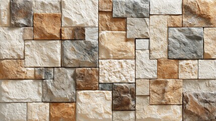Ultra quality image of cream Beige Brown Stone Texture Background Mosaic Tile Wall.