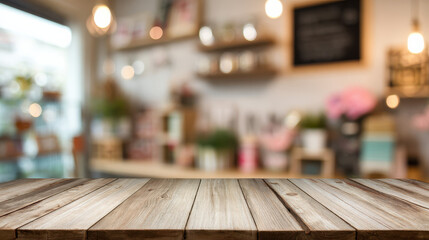 Wooden table with blurred background floral tea celebration interior and community recognition wall