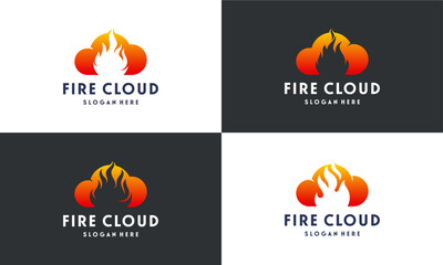 Set of Fire Cloud Technology logo designs concept vector