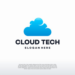 simple Cloud Technology in circle logo vector illustration