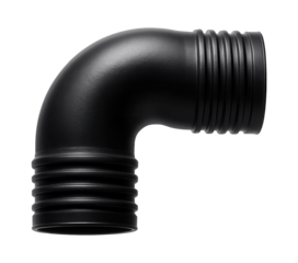 A flexible rubber elbow fitting designed for use in an air ventilation system within a home attic.