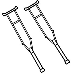 Crutches Medical Support Outline Vector