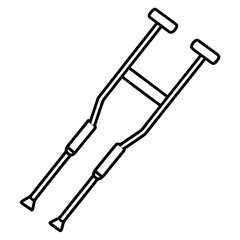 Crutches Medical Support Outline Vector