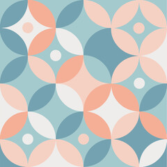 Abstract geometric pattern featuring intersecting circular shapes in a repeating arrangement using calming pastel palettes suitable for design backgrounds