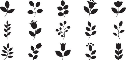 Floral botanical sprigs and flowers leaves © Bhismodeb