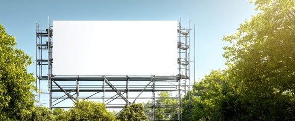 The empty billboard ready for advertising in a vibrant natural setting.