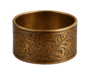 Metal napkin ring with an antique brass finish, ideal for a classic themed dinner in a heritage home.