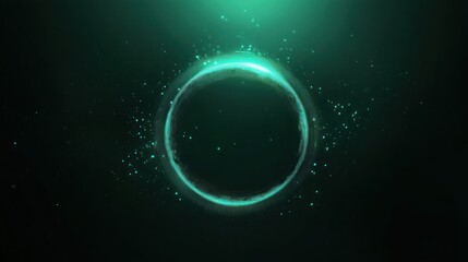 Emerald Cosmic Ring: A Glowing Celestial Orb
