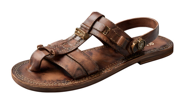 Leather Gladiator Sandals, isolated on transparent background