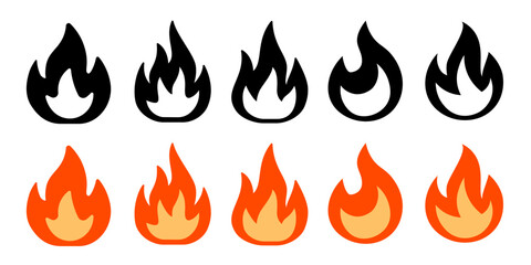 Fire icon set Flame symbol
