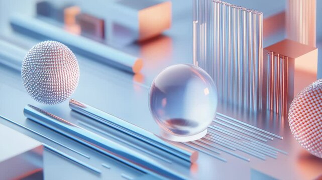 Abstract Crystals and Metal Geometry Construct a Future Tech Scene